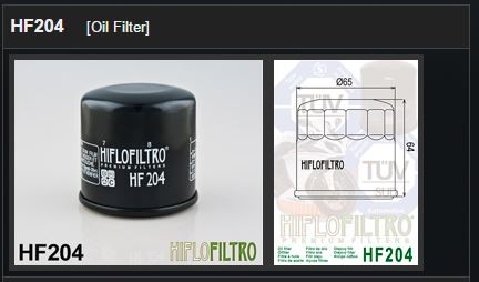 Oliefilter Honda, Kawasaki, Suzuki, Yamaha, Triumph, MV Agusta, Artic en Mercure HF204