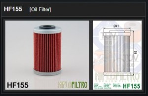 Oliefilter KTM, Husaberg, Beta en Polaris HF155
