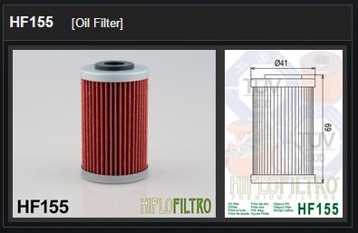 Oliefilter KTM, Husaberg, Beta en Polaris HF155