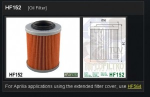 Oliefilter Aprilia / BMW / MuZ HF152
